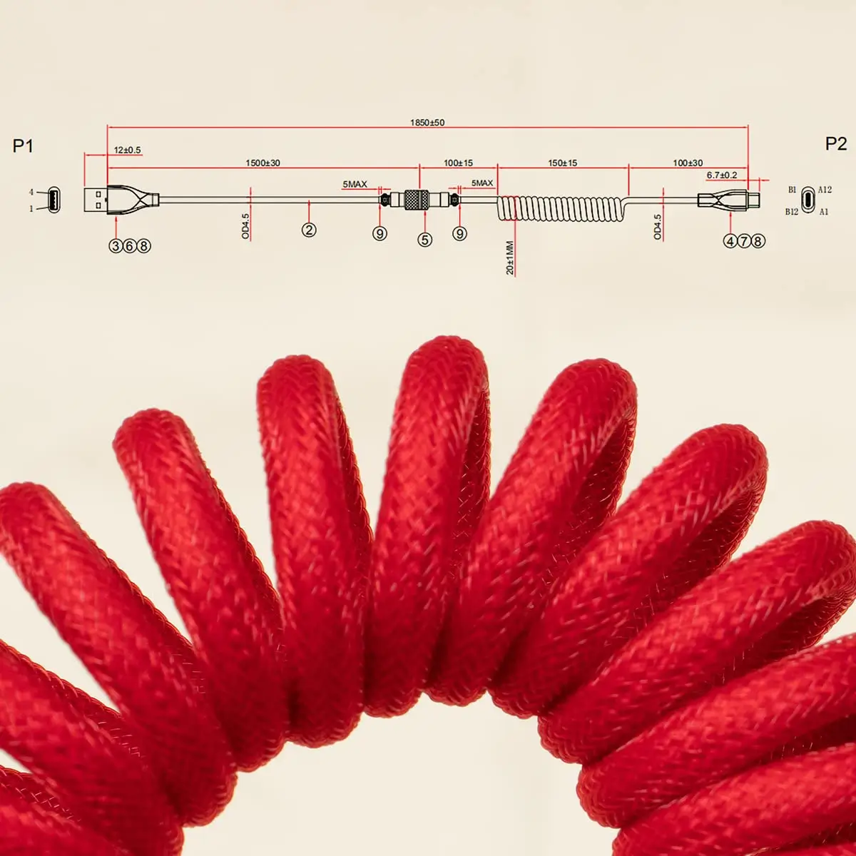 Premium Red Coiled Cable for your Mechanical Keyboards in BD