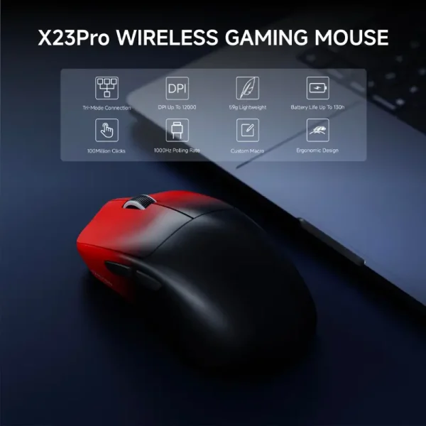 EWEADN X23 Pro Gradient Red – Tri Mode Wireless Gaming Mouse