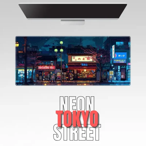 8 Bit Retro Neon Tokyo Sakura Street Nights Mousepad in BD