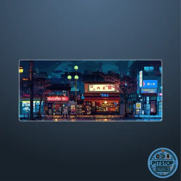 8 Bit Retro Neon Tokyo Sakura Street Nights Mousepad in BD
