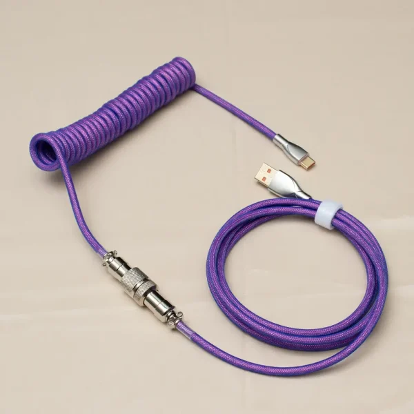 Purple Aviator Coiled Cable for Mechanical Keyboards - Best Coiled Cables in Bangladesh