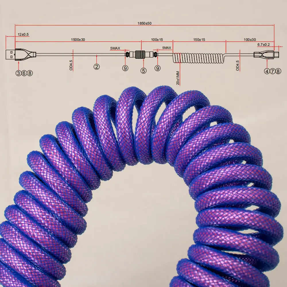 Purple Aviator Coiled Cable for Mechanical Keyboards - Best Coiled Cables in Bangladesh