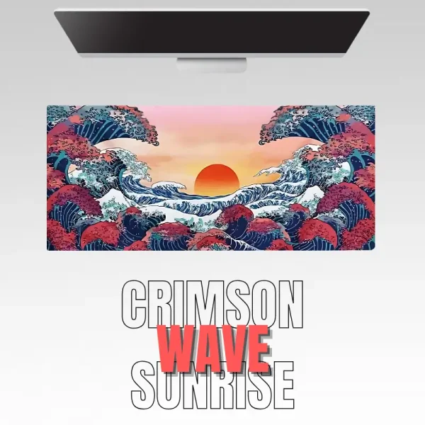 Crimson Wave Sunrise Mousepad