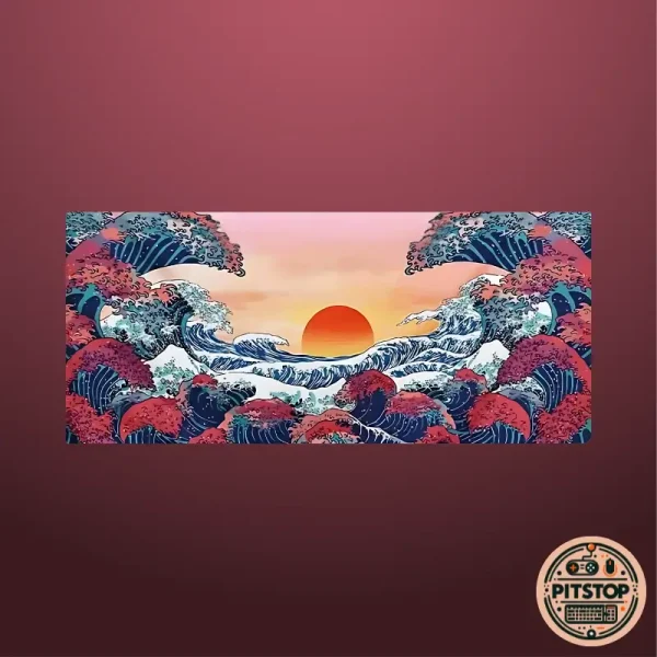 Crimson Wave Sunrise Mousepad