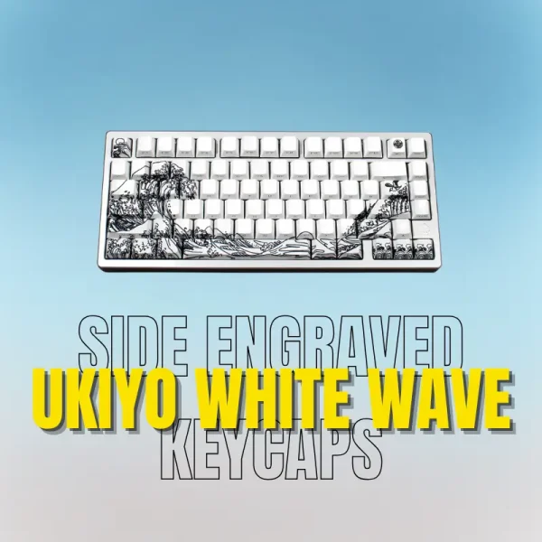 Side Engraved Ukiyo White Wave Keycaps