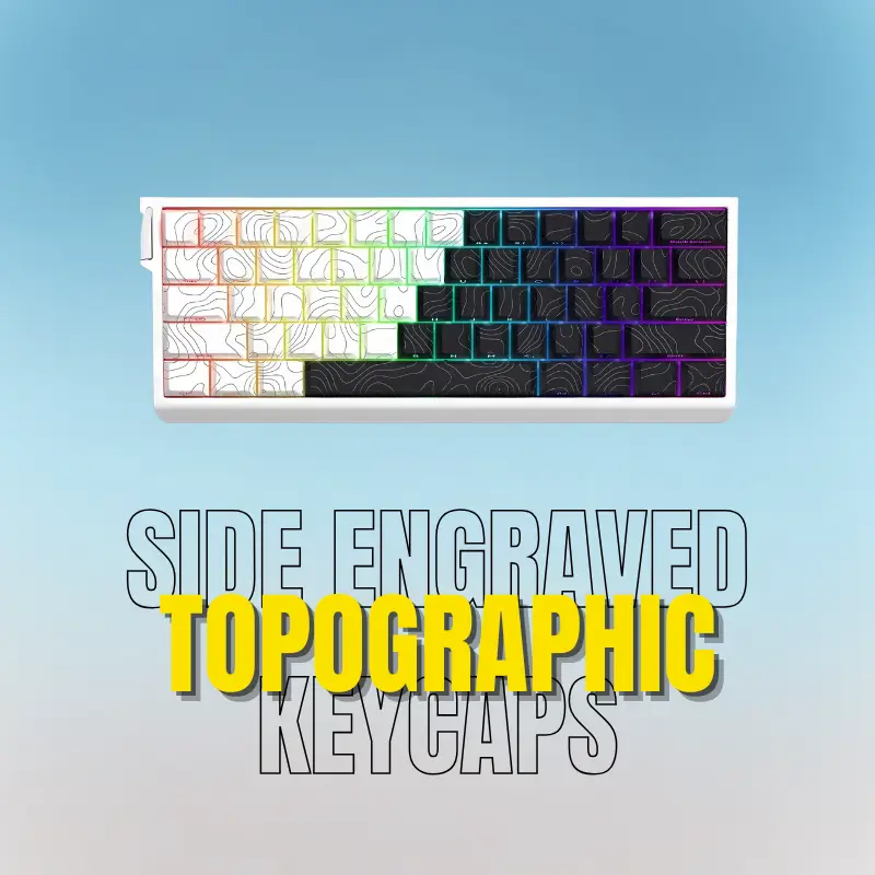 Side Engraved Topographic Keycaps Type 1 Side Printed Dual-Color Topographic Contour Lines Backlit Keycaps - Image 1